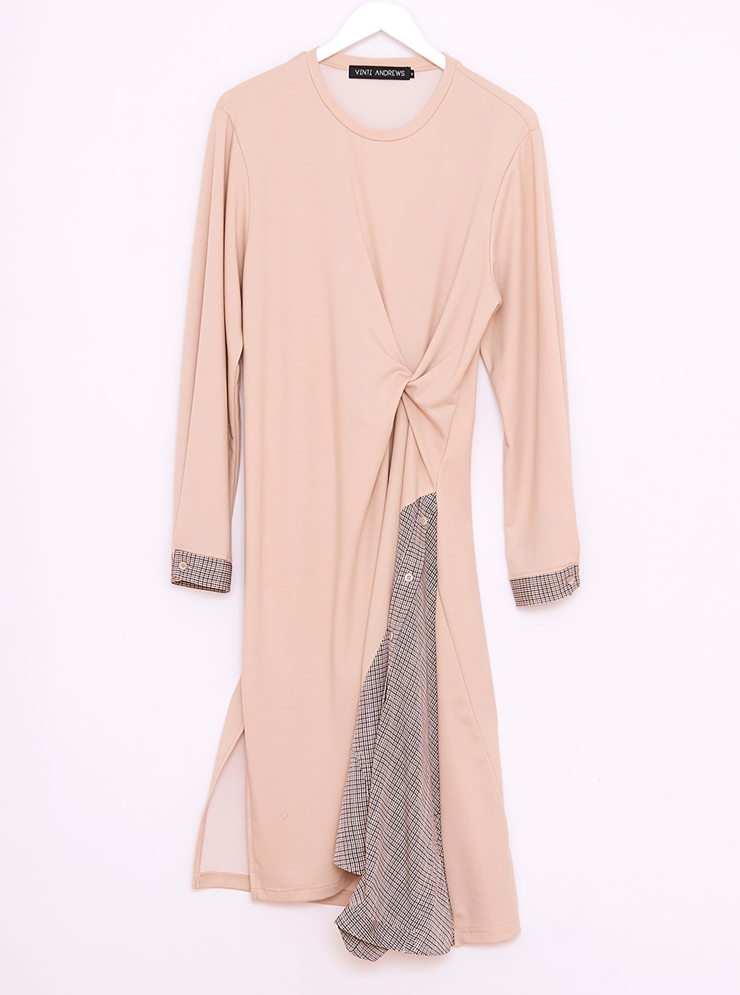 Vinti Andrews Beige Shirt Insert Dress