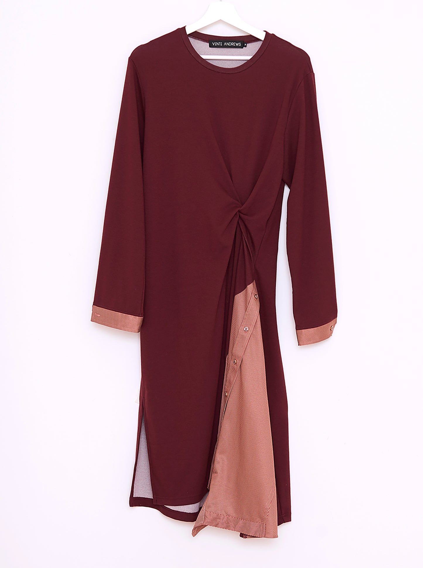Vinti Andrews Maroon Shirt Insert Dress
