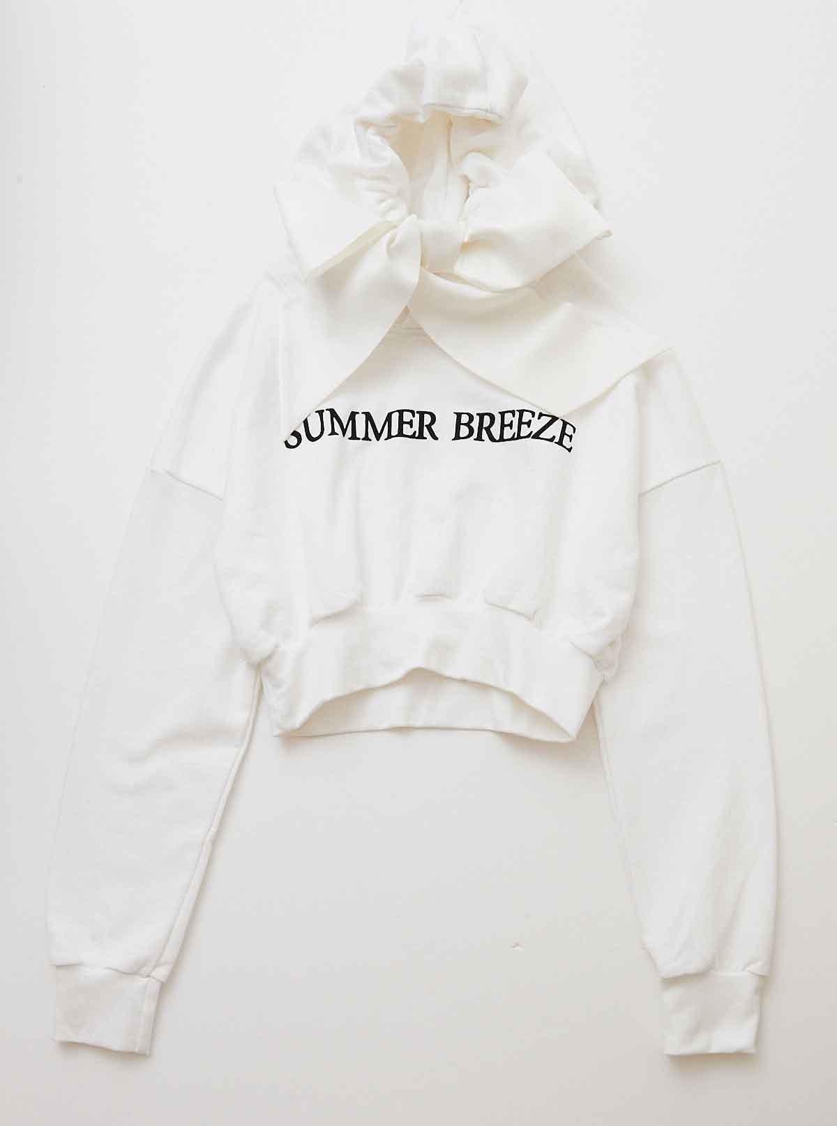 Vinti Andrews White Bow Crop Hoody