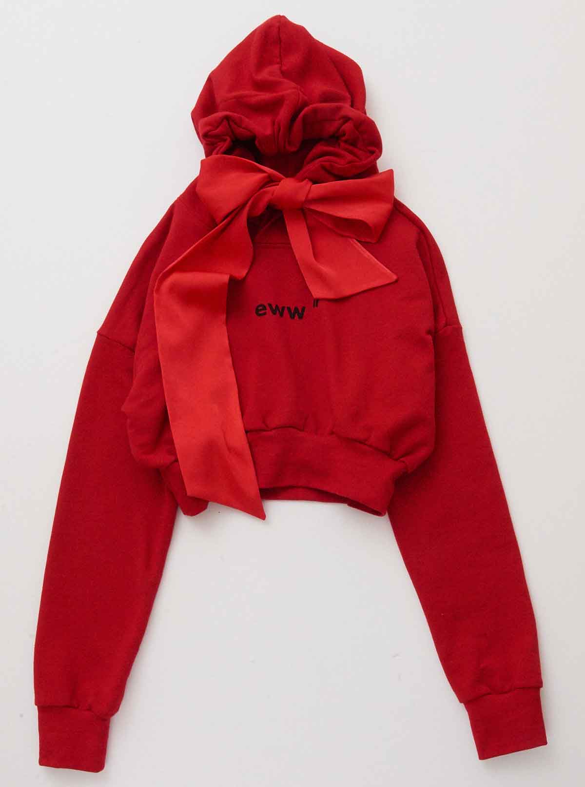 Vinti Andrews Red Bow Crop Hoody
