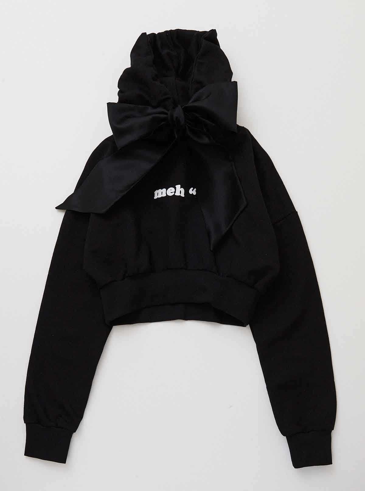 Vinti Andrews Black Bow Crop Hoody