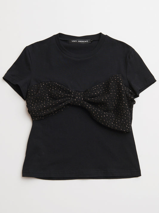 Vinti Andrews Bow T-Shirt Black