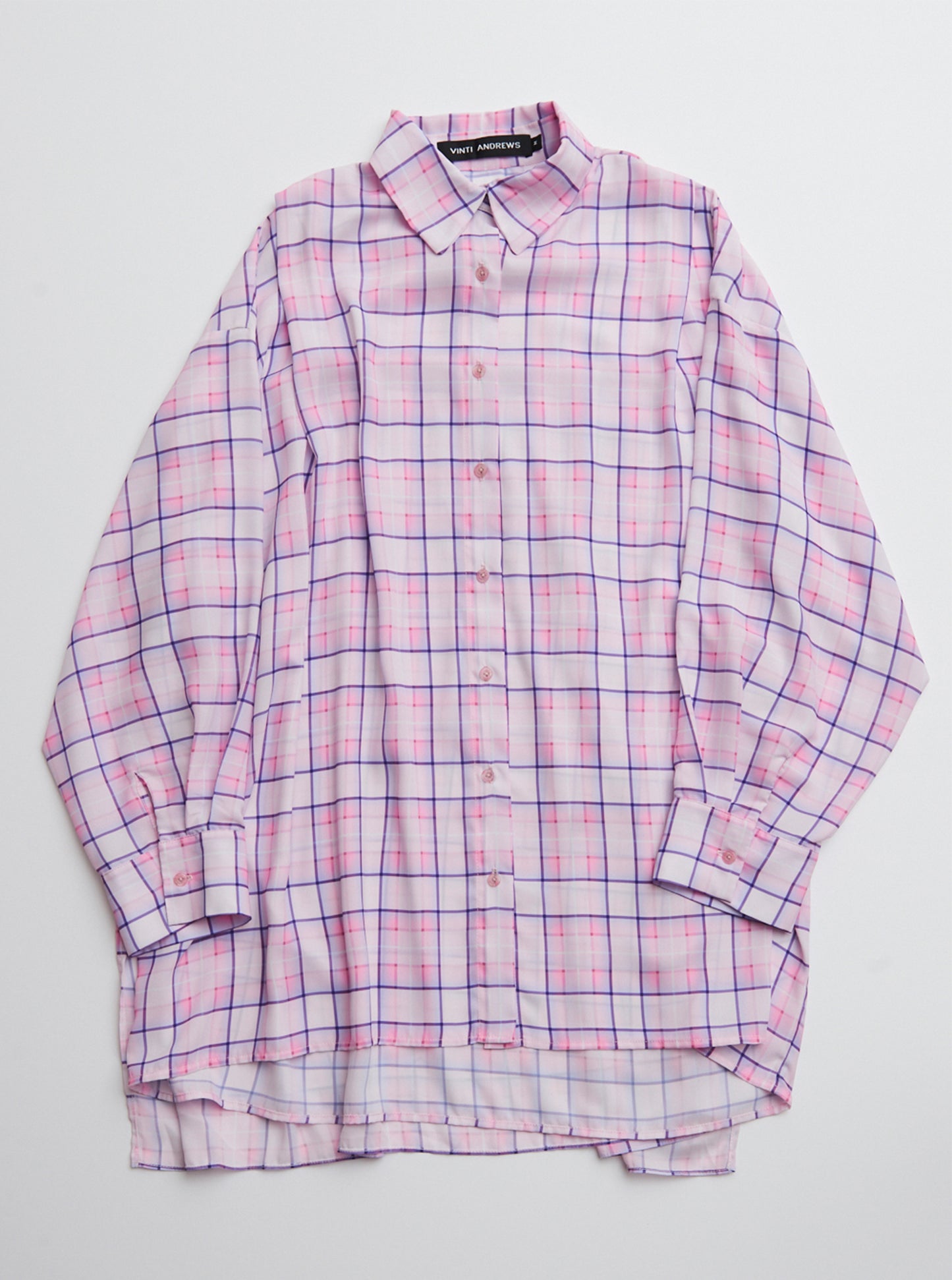 Vinti Andrews Pleated Back Shirt Dress Pink