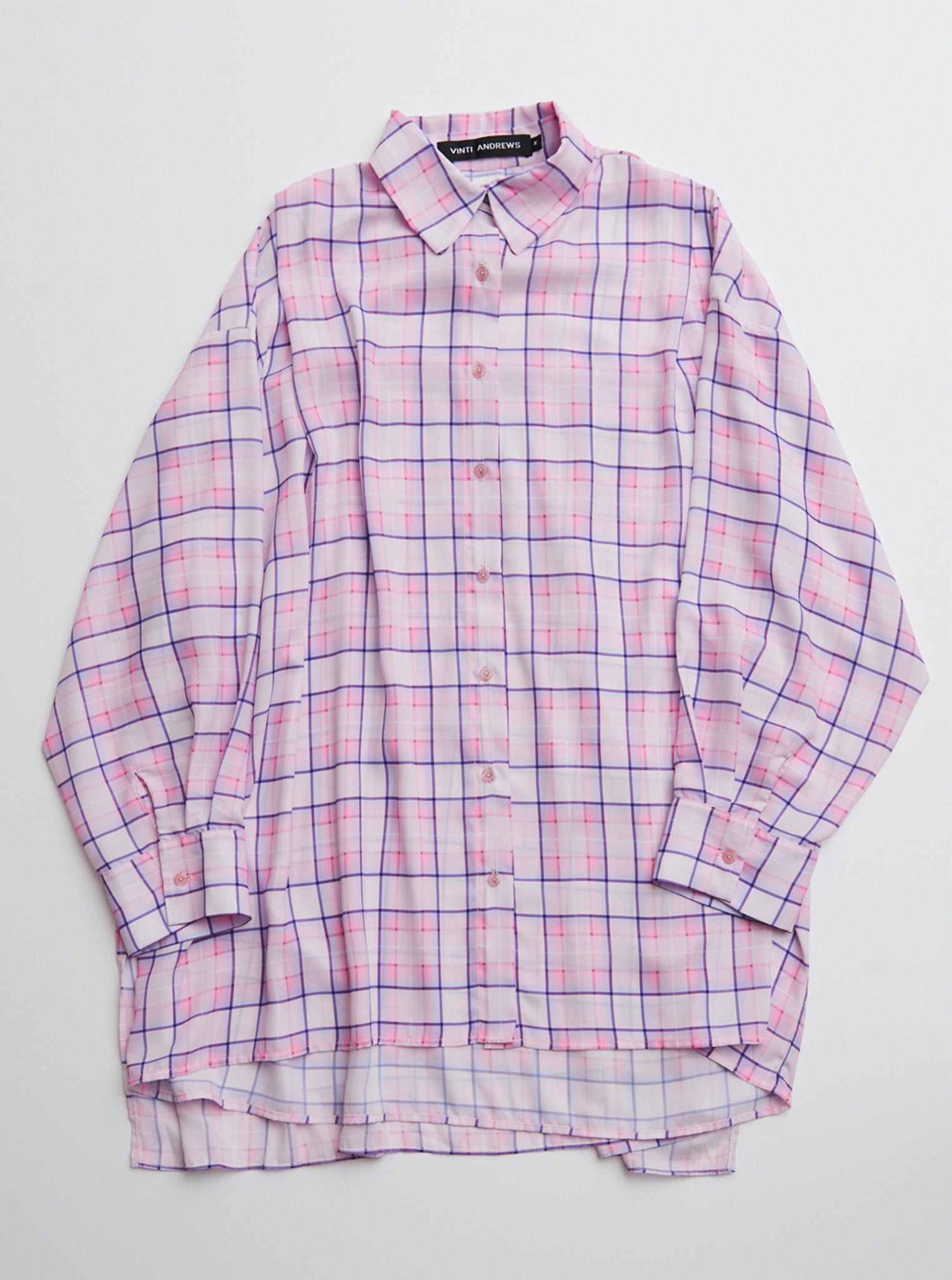 Vinti Andrews Pleated Back Shirt Dress Pink