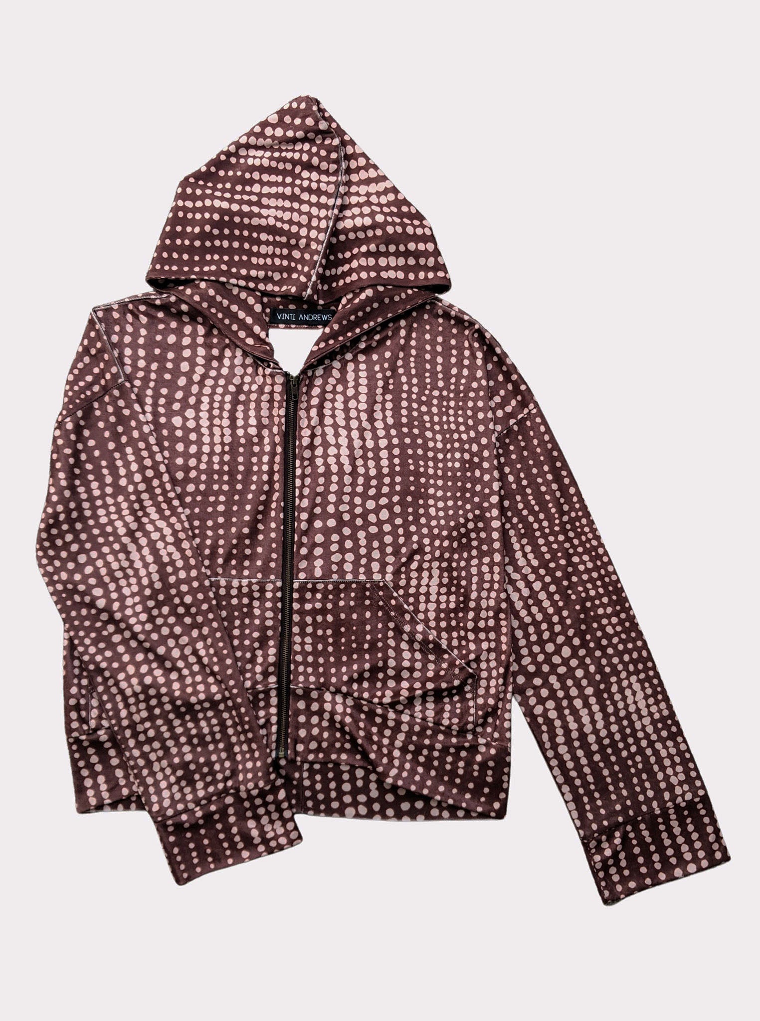 Vinti Andrews Dots Velour Zip Up Hoodie