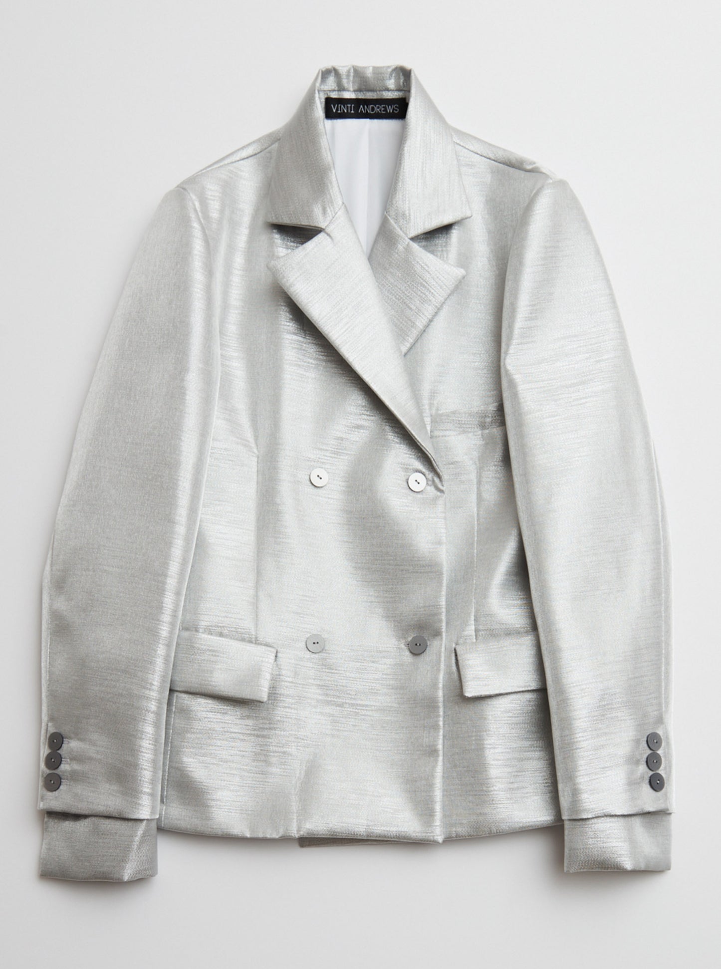 Vinti Andrews Metallic Silver Tailor Jacket