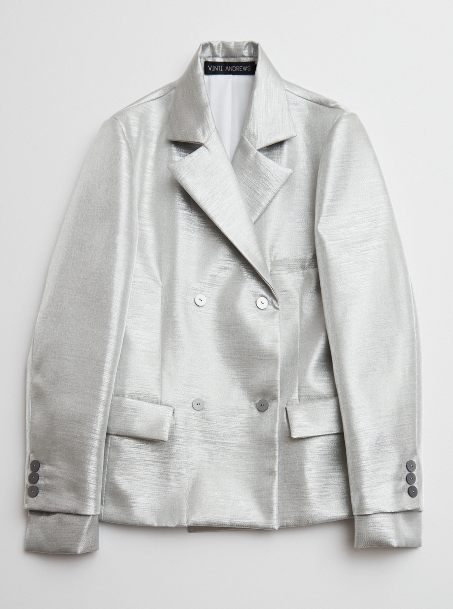 Vinti Andrews Metallic Silver Tailor Jacket