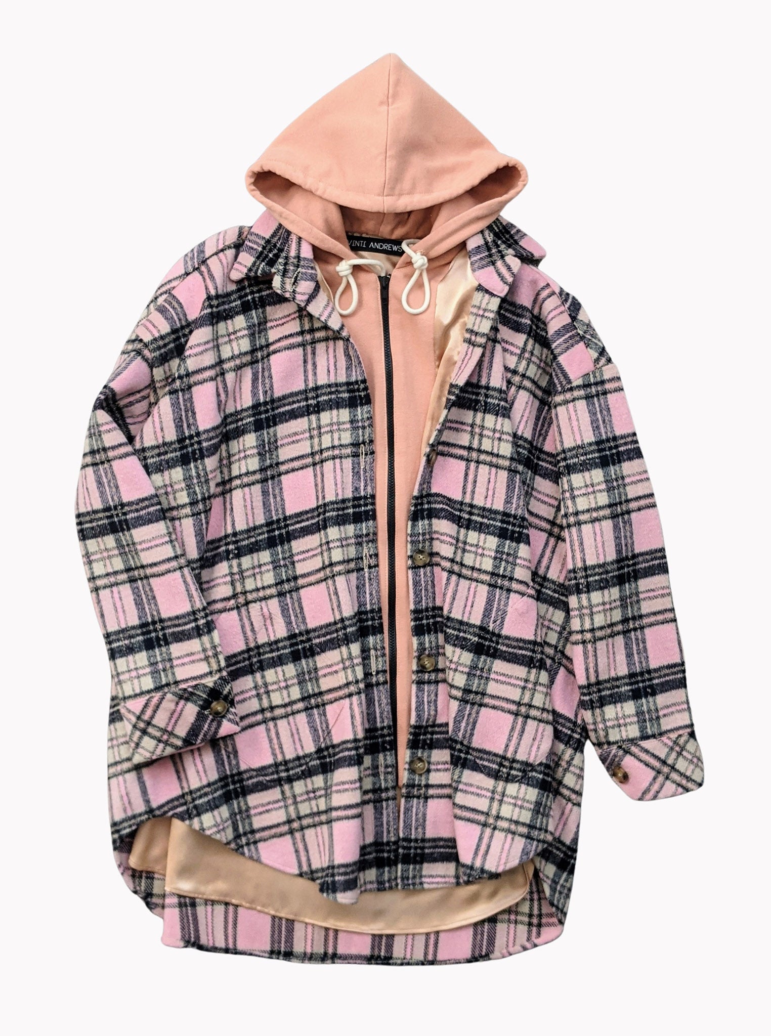 Vinti Andrews Oversize Shirt Jacket with Hood