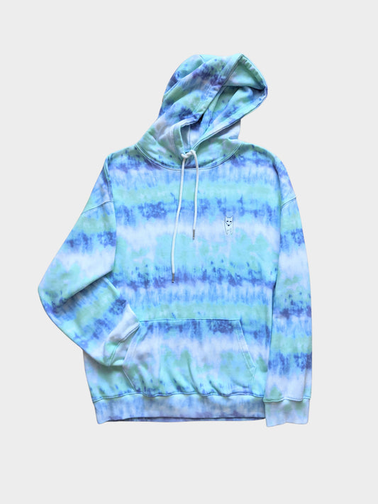 Blue Tie Dye Arctic Fox Embroidery Hoody