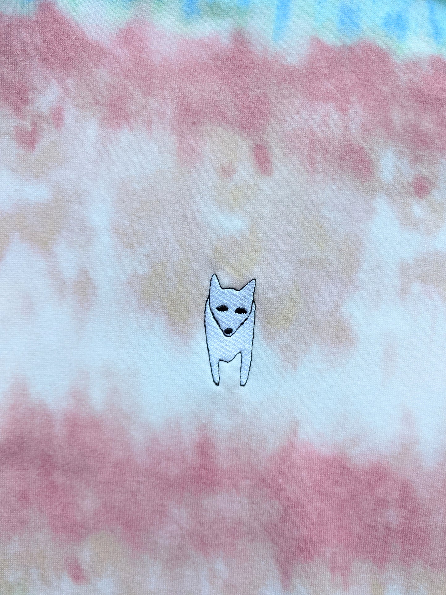 Pink Tie Dye Arctic Fox Embroidery Hoody