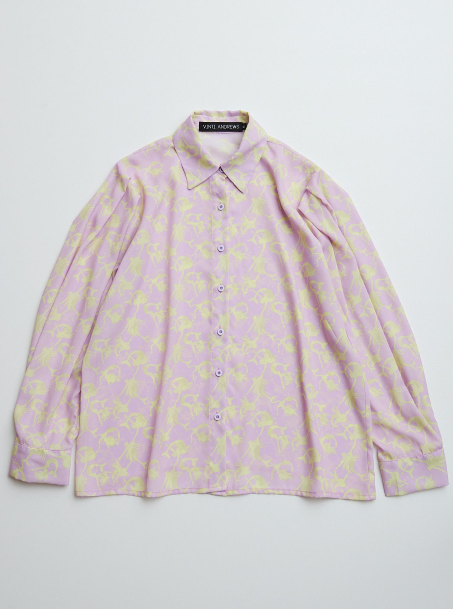 Vinti Andrews Mermaid Print Puff Sleeves Shirt