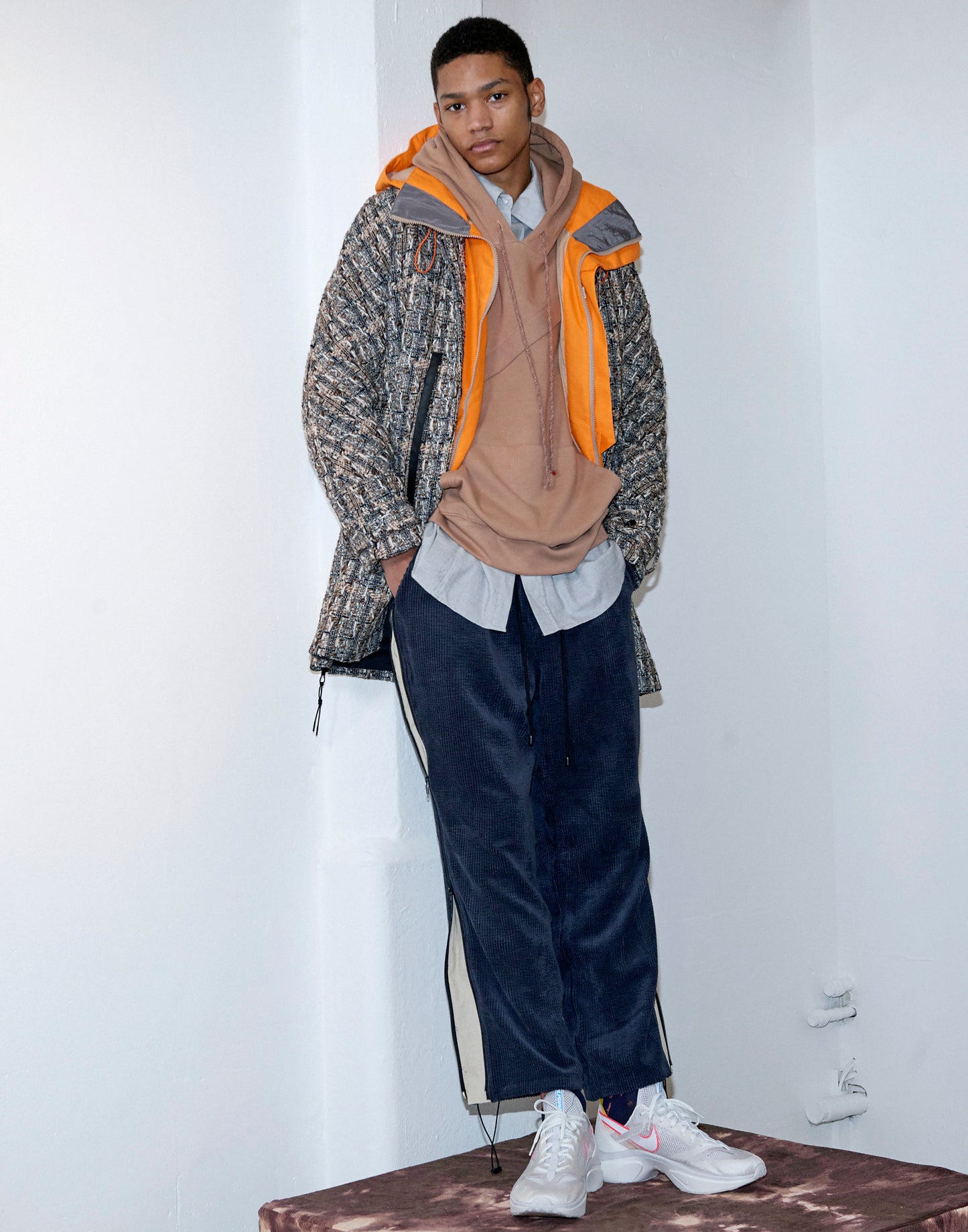 Vinti Andrews Side Zips Trousers Cord Charcoal