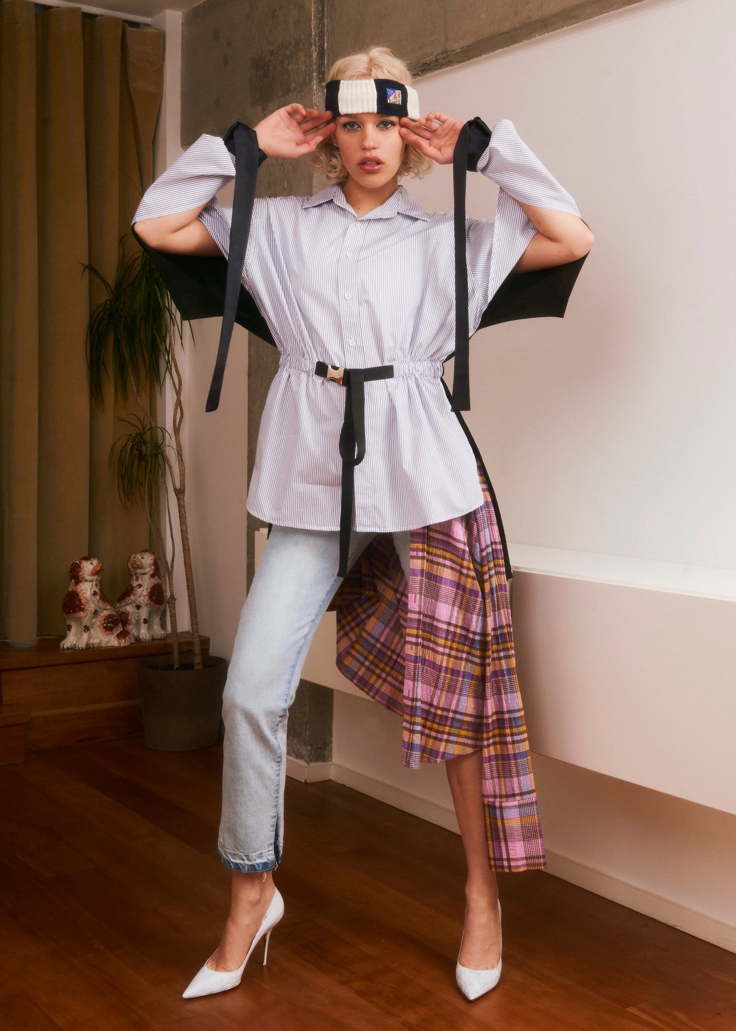 Vinti Andrews Plaid Shirt Jeans