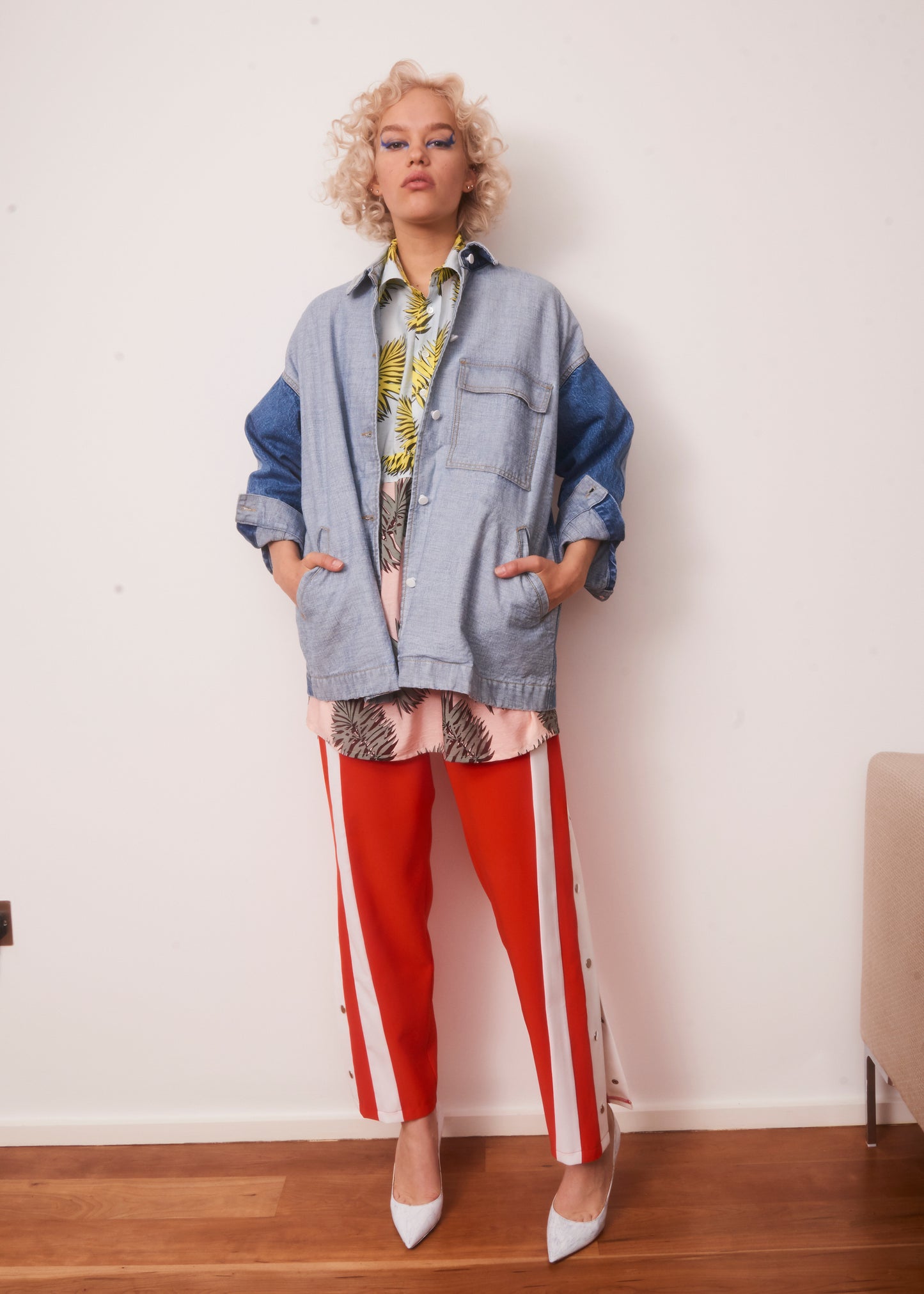 Vinti Andrews Light Dark Blue Denim Jacket