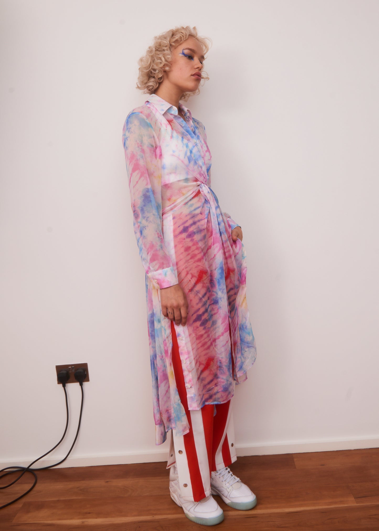 Vinti Andrews Tie Dye Twist Shirt Dress