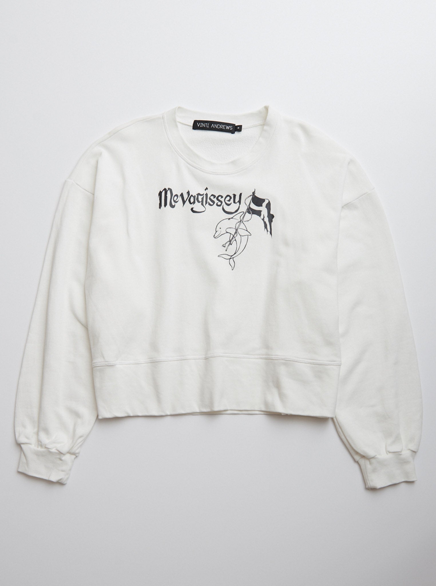 Vinti Andrews Dolphin Print Sweatshirt Ivory