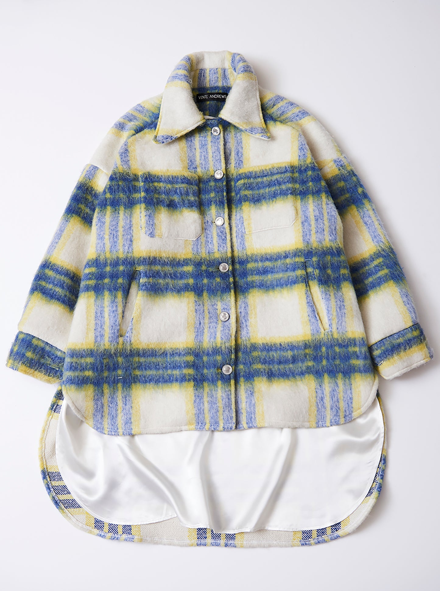 Vinti Andrews Blue Plaid Shirt Jacket