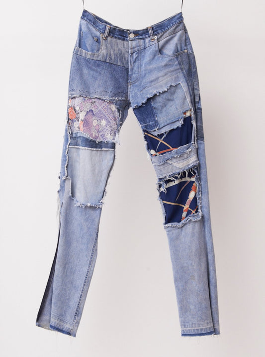 Vinti Andrews Reworked jeans with assorted Kimono Patch
