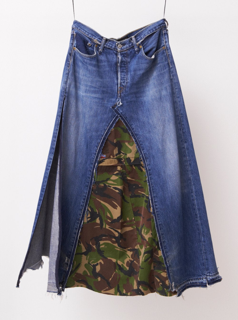 Vinti Andrews Remake Camo Denim Skirt