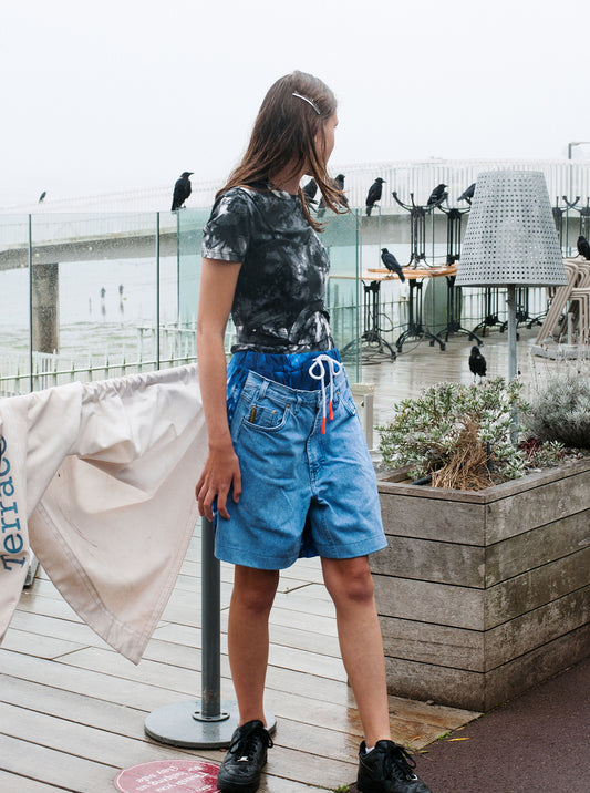 Vinti Andrews Tie Dye Jean Shorts