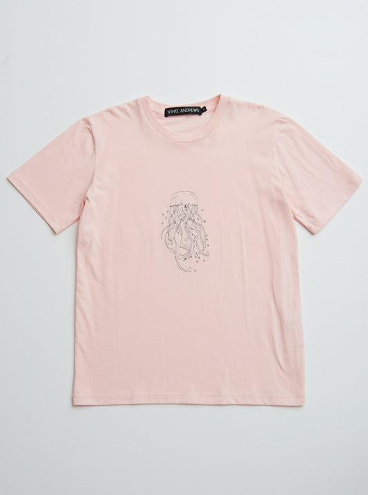 Vinti Andrews Embroidery Jellyfish T-Shirt Pink