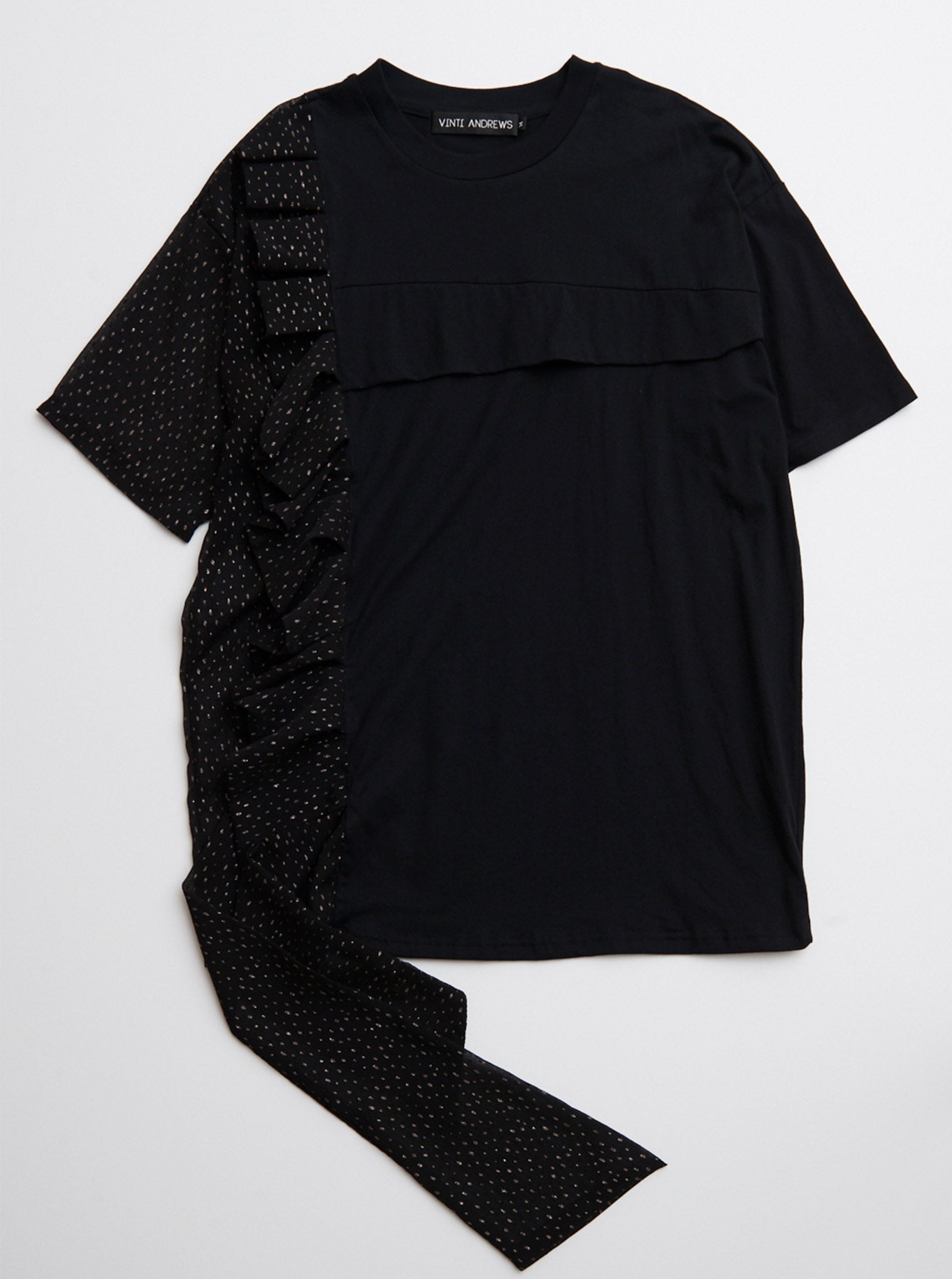 Vinti Andrews Frill T-Shirt Dress Black