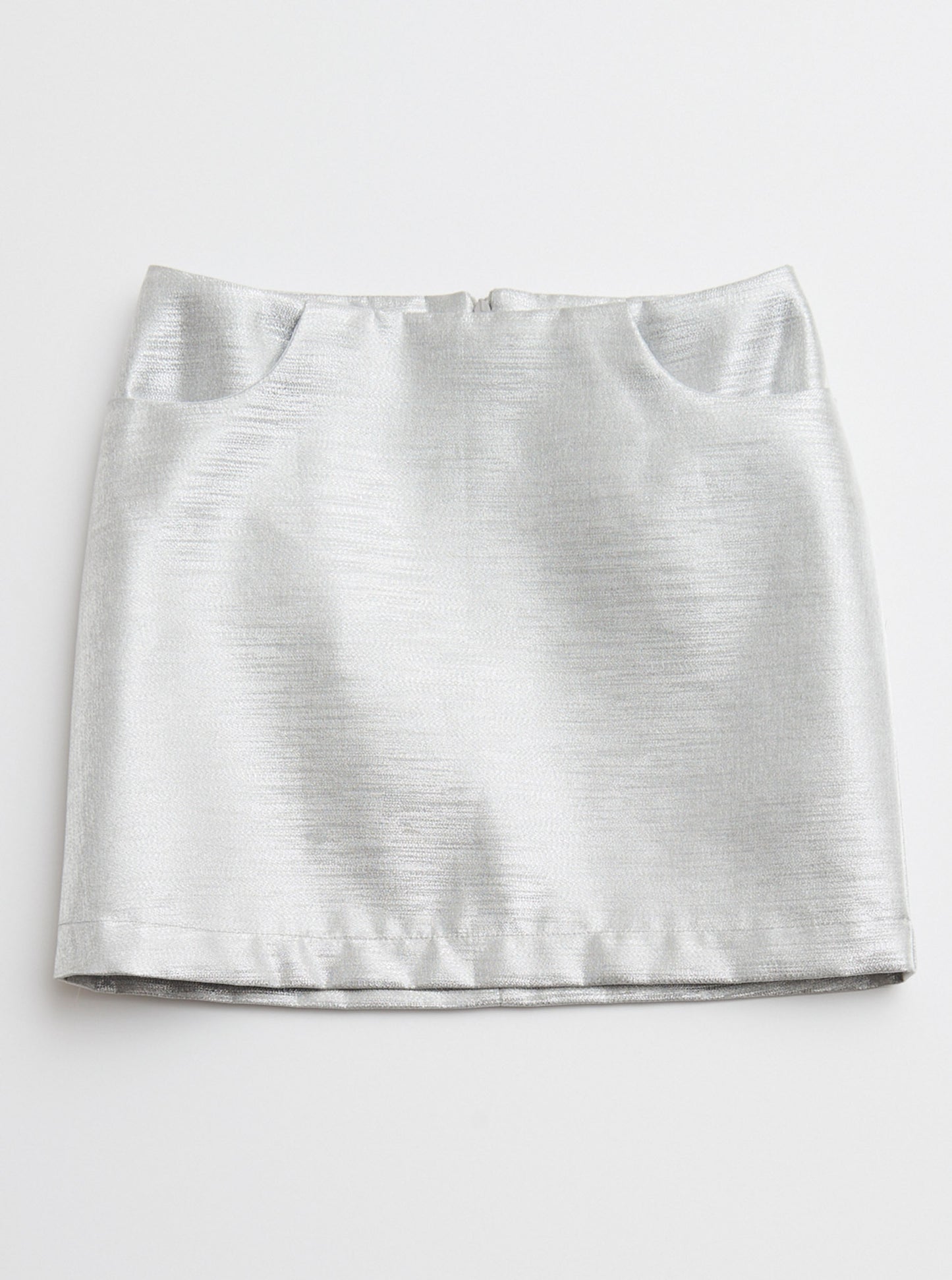 Vinti Andrews Metallic Silver Mini Skirt