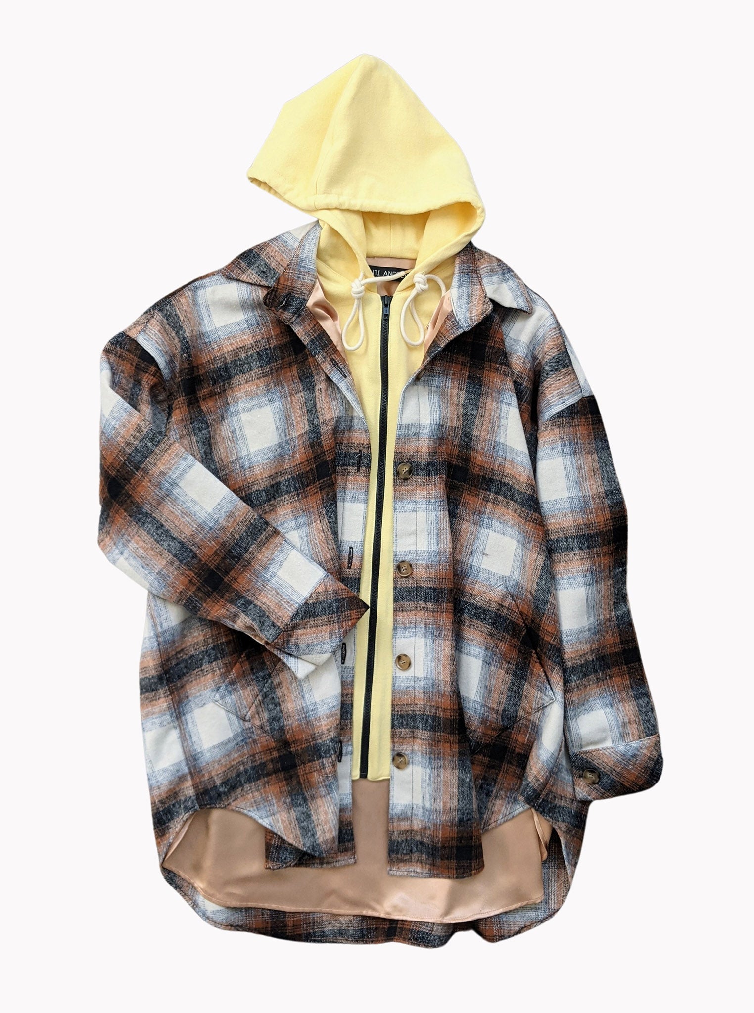 Vinti Andrews Oversize Shirt Jacket with Yellow Hood