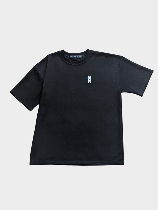 Black Arctic Fox Embroidery T-Shirt