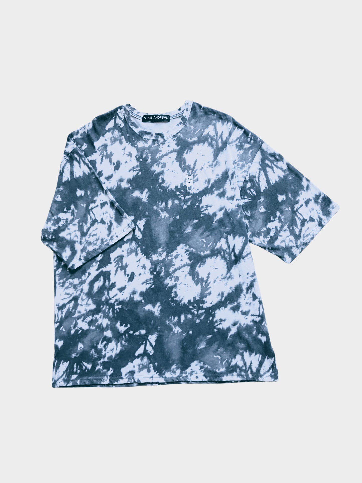 Grey Tie Dye Arctic Fox Embroidery T-Shirt