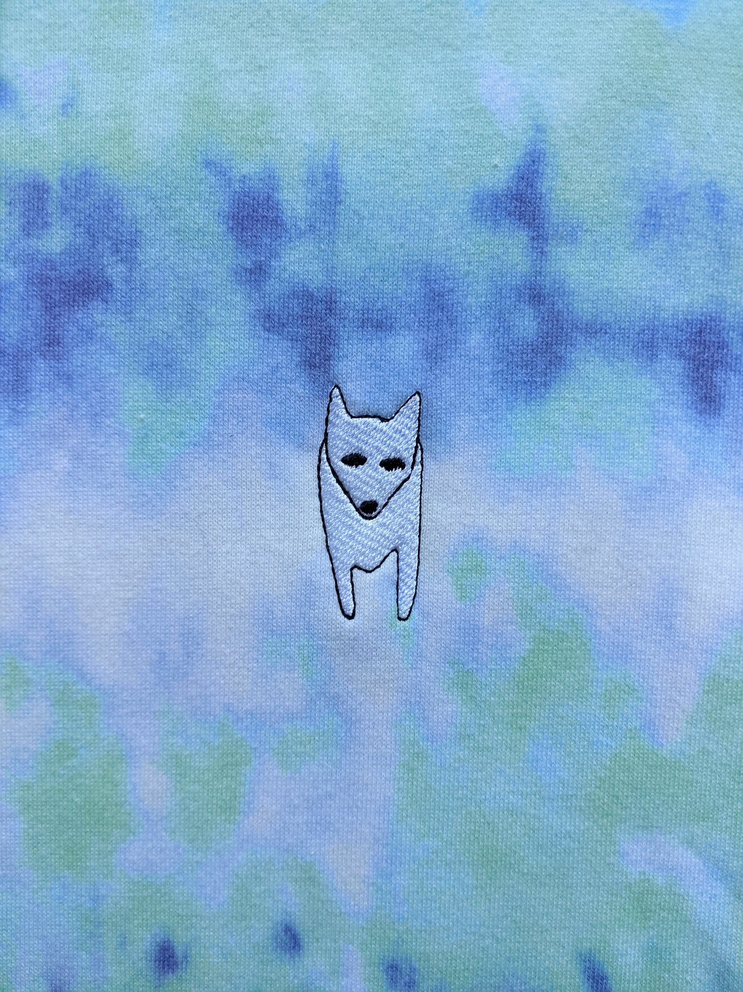 Blue Tie Dye Arctic Fox Embroidery Hoody
