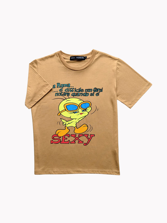 Vinti Andrews Printed T-Shirt SEXY Beige