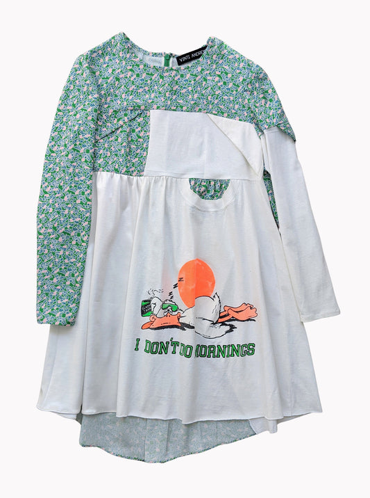 Vinti Andrews Upcycled T-Shirt Green Floral Dress
