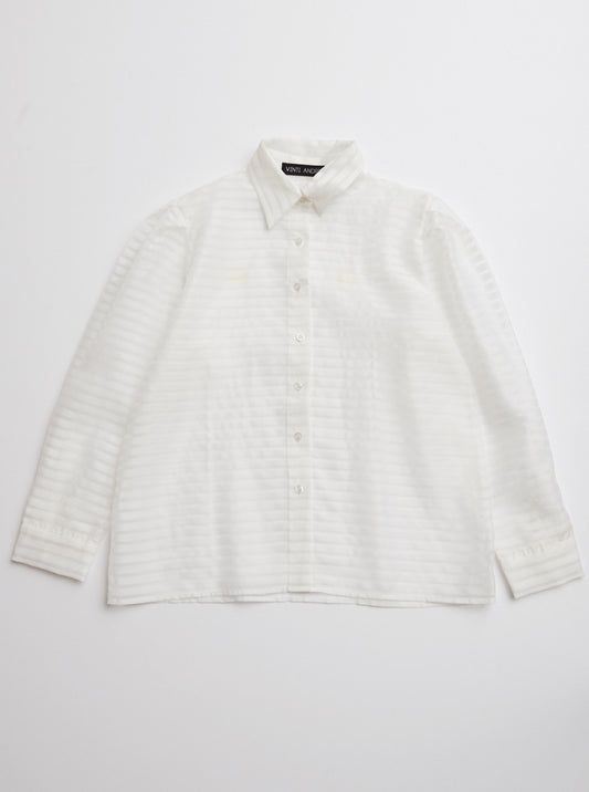 Vinti Andrews Stripe Organza Puff Sleeves Shirt