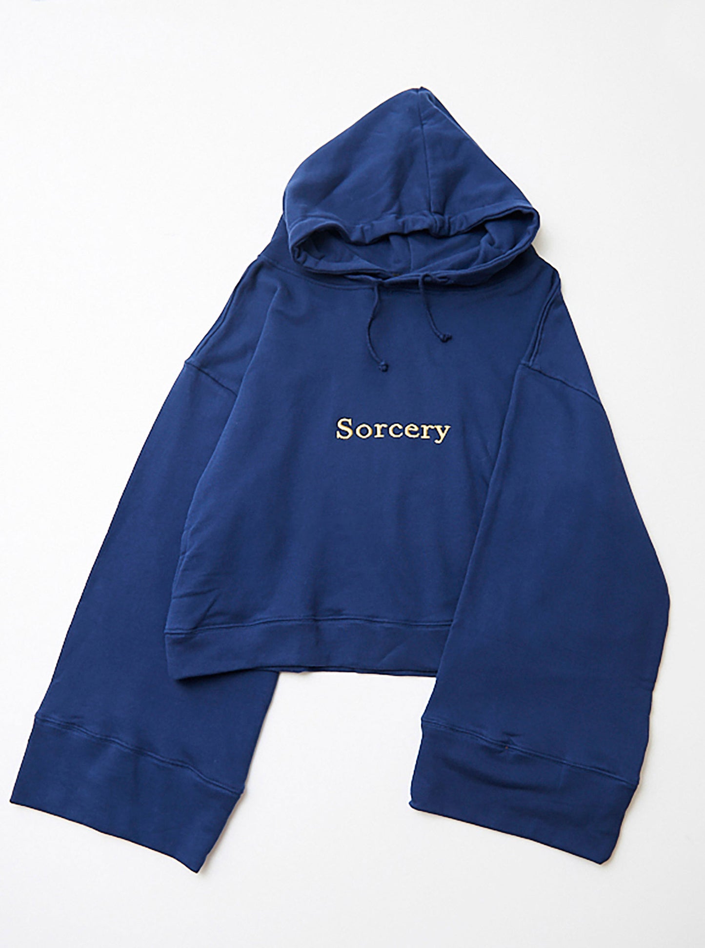 Vinti Andrews Cropped Navy Hoody w/ "Sorcery" Golden Embroidery