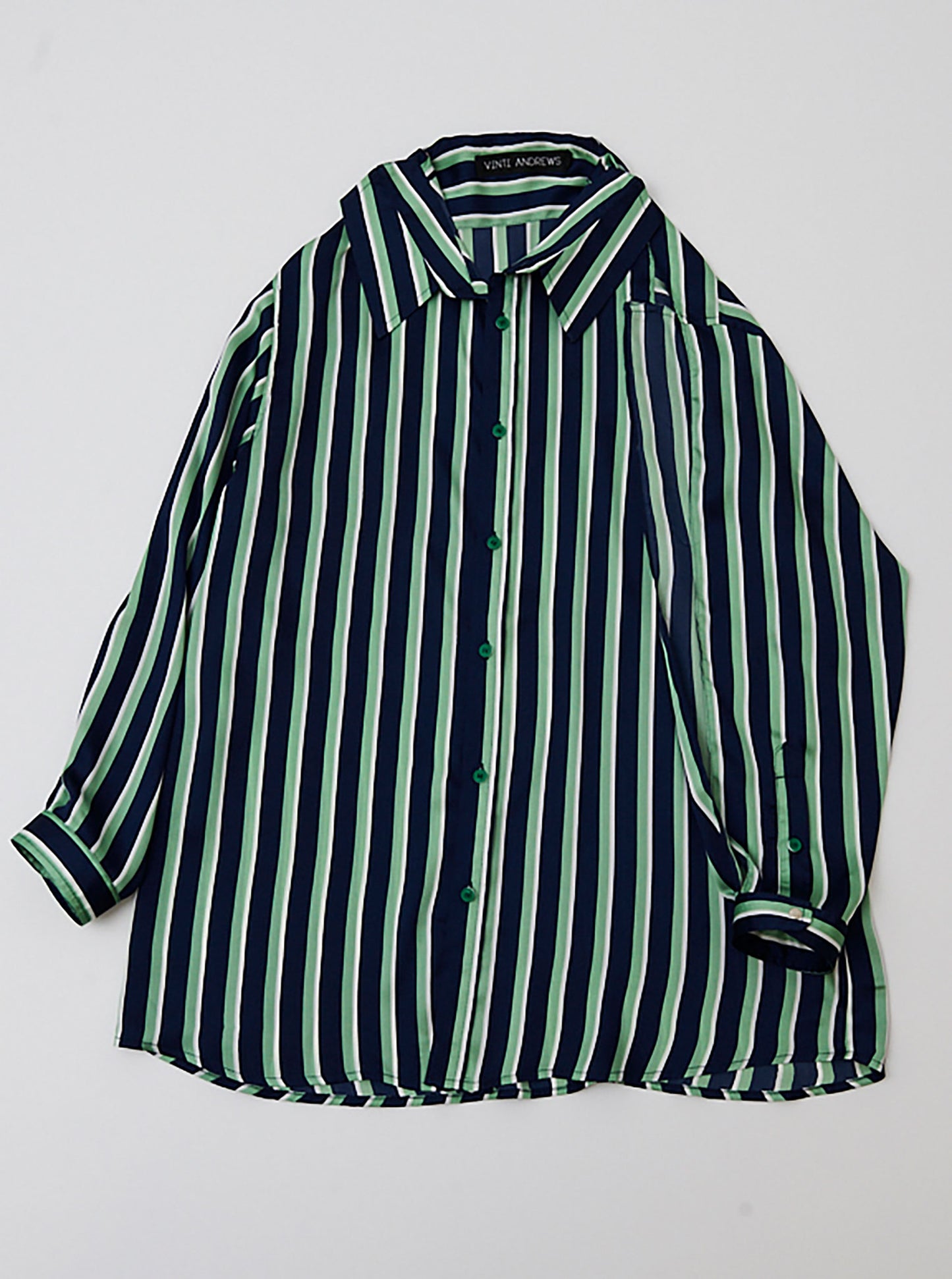 Vinti Andrews Satin Stripes Poppers on Shoulders Shirt